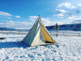 Our Cowboy Range Tipi/Teepee is fully ready to set up with an L zipper door, canvas floor and include poles, stakes and tent bag.