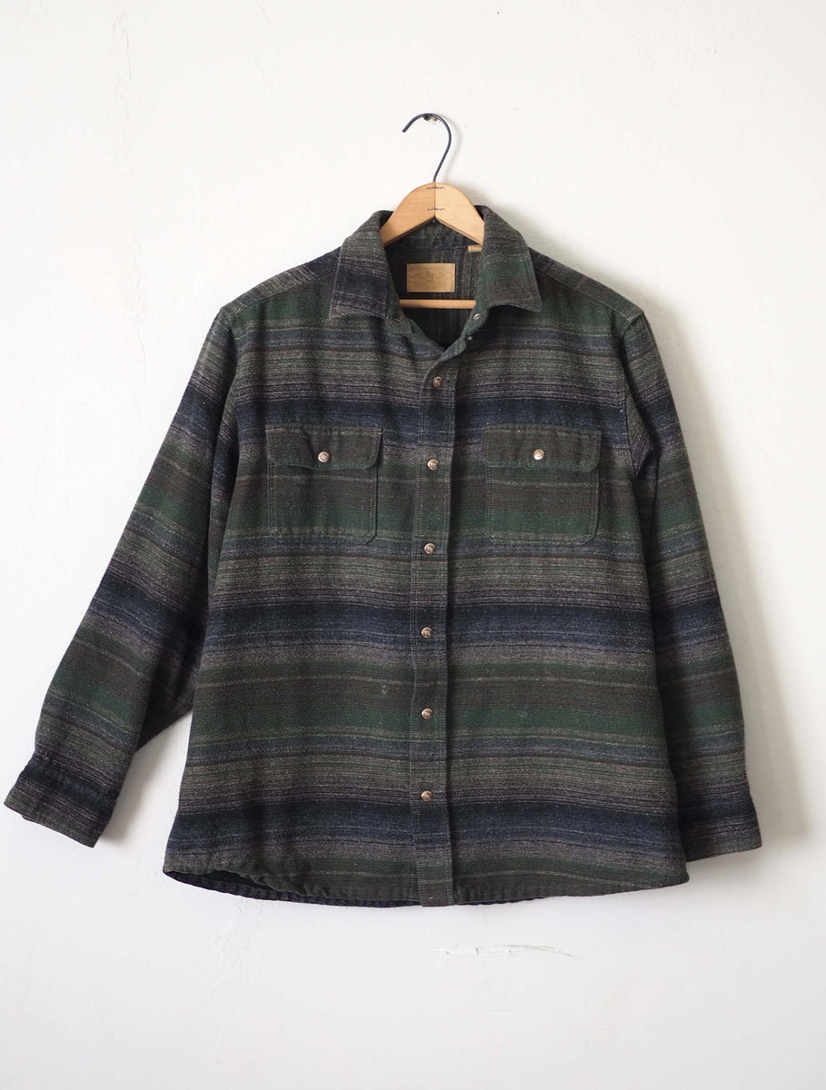 Red Head Ranch Green Striped Snap Shirt- Men’s Large – J bar D Canvas ...