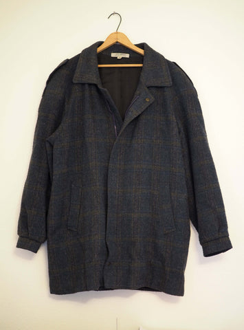 Vintage Wool Blend Plaid Coat- Men’s Medium