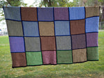 Colorful Hand Knit Squares Blanket