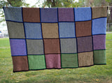Colorful Hand Knit Squares Blanket