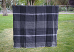 Grey Plaid Cashmere & Cotton Blanket