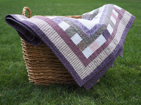 Floral Patchwork Quilt with Purple Back