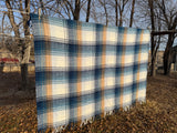 Wool Blend Blue Plaid Bedroll Blanket