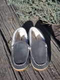 Grey Minnetonka Moccasin Slippers