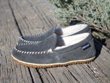 Grey Minnetonka Moccasin Slippers
