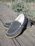 Grey Minnetonka Moccasin Slippers