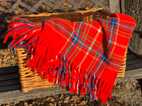 Orange & Blue Plaid Bedroll Blanket