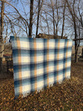 Wool Blend Blue Plaid Bedroll Blanket