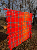 Orange & Blue Plaid Bedroll Blanket
