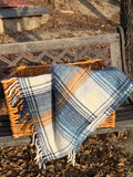 Wool Blend Blue Plaid Bedroll Blanket