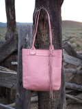 Pink Leather Handbag with Tassel