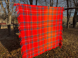 Orange & Blue Plaid Bedroll Blanket