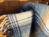 Wool Blend Blue Plaid Bedroll Blanket
