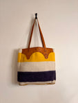 Vintage Hudson Bay Wool and Leather Tote Bag