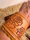 Handmade Leather Rose Cuff