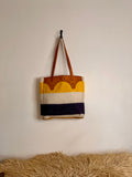 Vintage Hudson Bay Wool and Leather Tote Bag