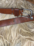 Buffalo Head Coin Concho Vintage Leather Belt