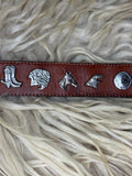 Buffalo Head Coin Concho Vintage Leather Belt