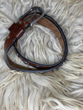 Buffalo Head Coin Concho Vintage Leather Belt