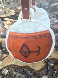 Our Rodeo Gear Bag measures 24"x12". This bag is built from our heavy 15 ounce canvas, has a #10  brass zipper, handles with a leather grip, leather shoulder strap and two leather end pockets that can be customized.